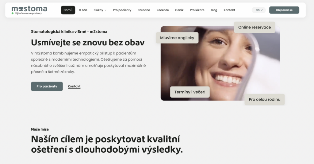 Screenshot webu m2stoma